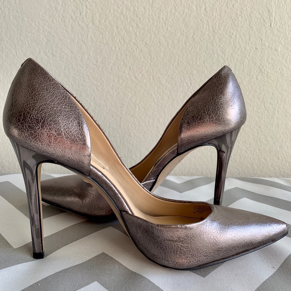 Gunmetal heel pumps